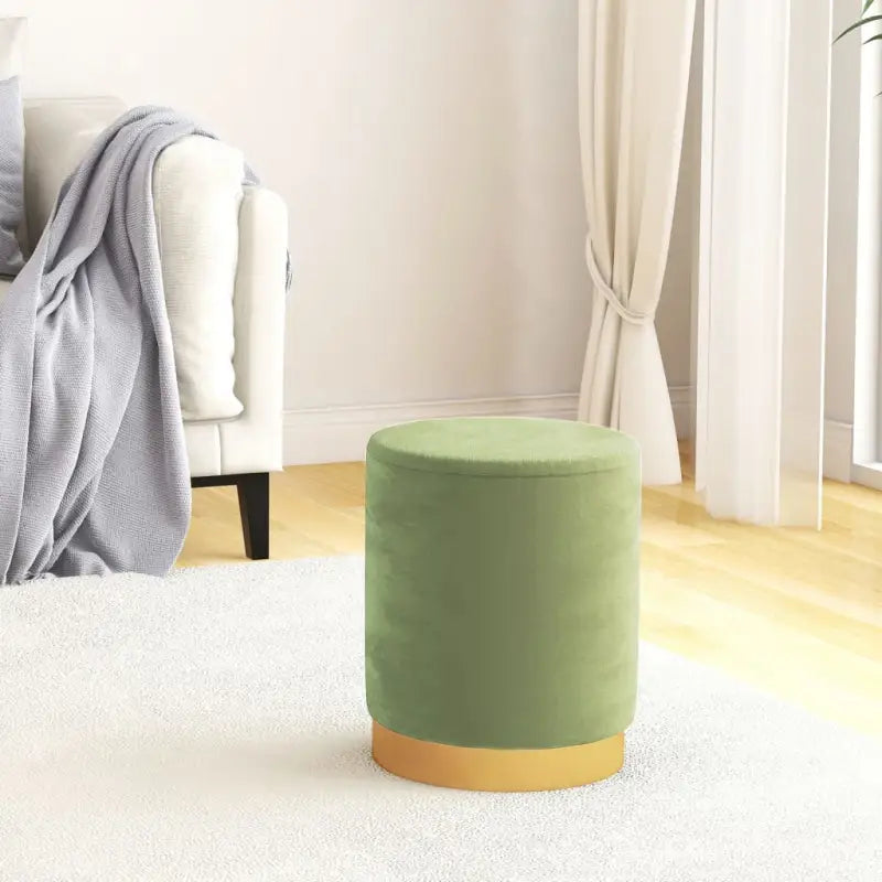 Ronde fluwelen hocker met opbergruimte voor comfortabel en praktisch gebruik - Mosterdgeel / 1 / Fluweel - Klapstoelen