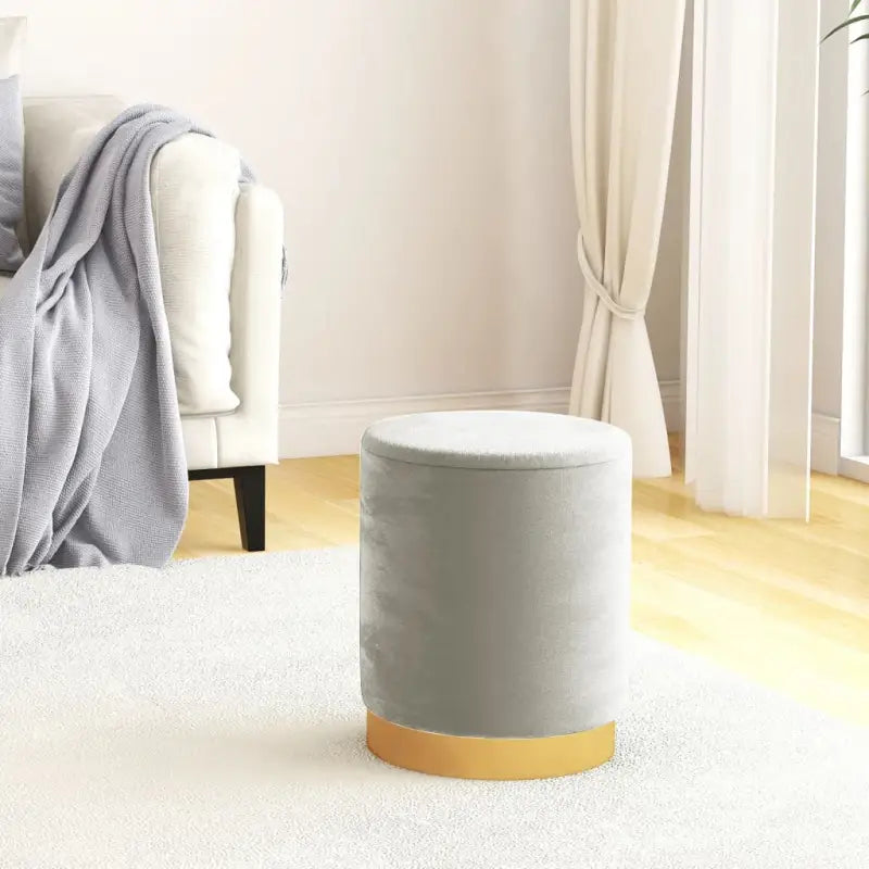 Ronde fluwelen hocker met opbergruimte voor comfortabel en praktisch gebruik - Lichtgrijs / 1 / Fluweel - Klapstoelen &