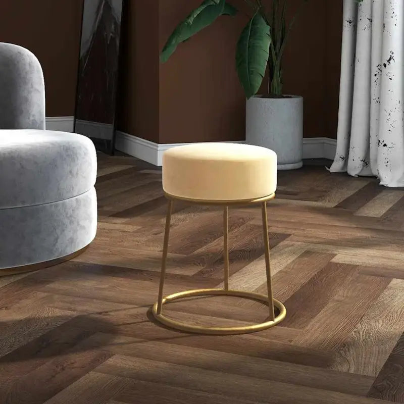 Ronde fluwelen poef voor stijl en comfort - Abrikoos / 1 / Fluweel - Klapstoelen & krukken