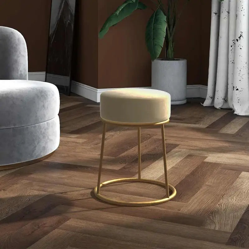 Ronde fluwelen poef voor stijl en comfort - Donkergrijs / 1 / Fluweel - Klapstoelen & krukken