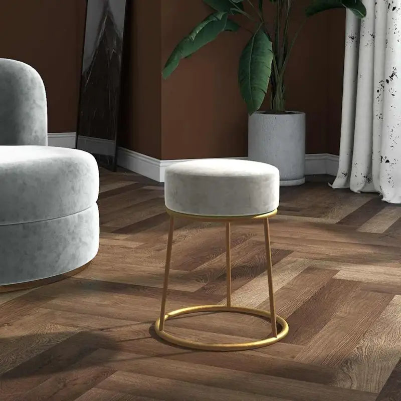 Ronde fluwelen poef voor stijl en comfort - Lichtgrijs / 1 / Fluweel - Klapstoelen & krukken
