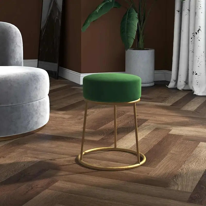 Ronde fluwelen poef voor stijl en comfort - Mosterdgeel / 1 / Fluweel - Klapstoelen & krukken