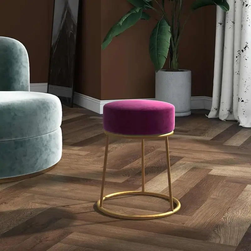 Ronde fluwelen poef voor stijl en comfort - Paars / 1 / Fluweel - Klapstoelen & krukken