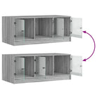 Salontafel in Grijs Sonoma eiken met glazen deuren en opbergruimte - Salontafels