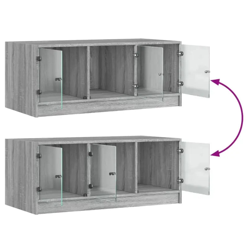 Salontafel in Grijs Sonoma eiken met glazen deuren en opbergruimte - Salontafels