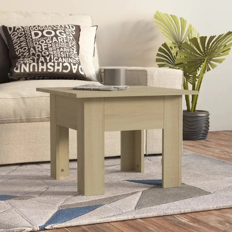 Salontafel in grijs sonoma met bewerkt hout voor een moderne uitstraling - Sonoma eiken / 55 x 55 x 42 cm / 1