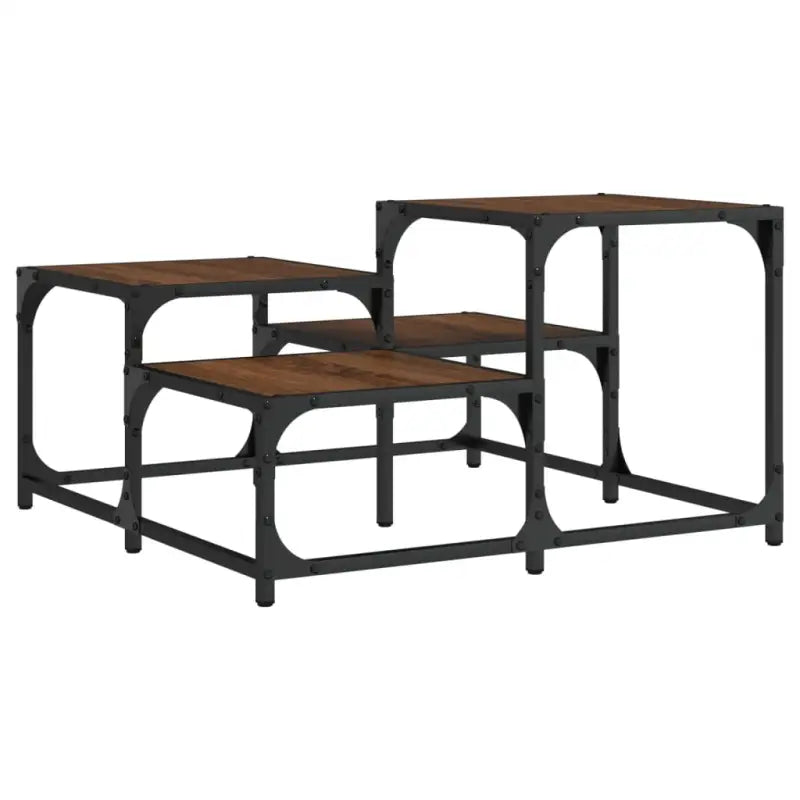 Salontafel met bewerkt hout metalen frame en verstelbare poten - Salontafels