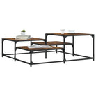 Salontafel met bewerkt hout metalen frame en verstelbare poten - Gerookt eiken / 107 x 107 x 40 cm / 1 - Salontafels