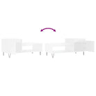 Salontafel met bewerkt hout metalen poten en hoogglans wit afwerking - Salontafels