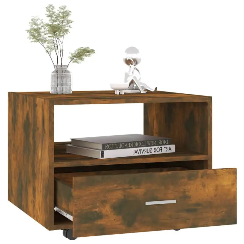 Salontafel met bewerkt hout voor een stijlvolle en stabiele woonkamer``` - Gerookt eiken / 1 - Salontafels