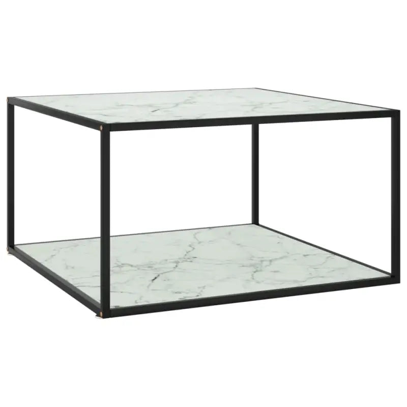 Salontafel met gehard glas en gepoedercoat staal voor moderne woonkamers - Wit / 90 x 90 x 50 cm / 1 - Salontafels