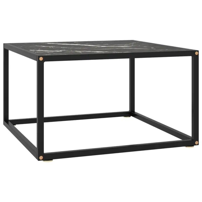Salontafel met gehard glas en gepoedercoat staal voor moderne woonkamers - marmerzwart / 60 x 60 x 35 cm / 1