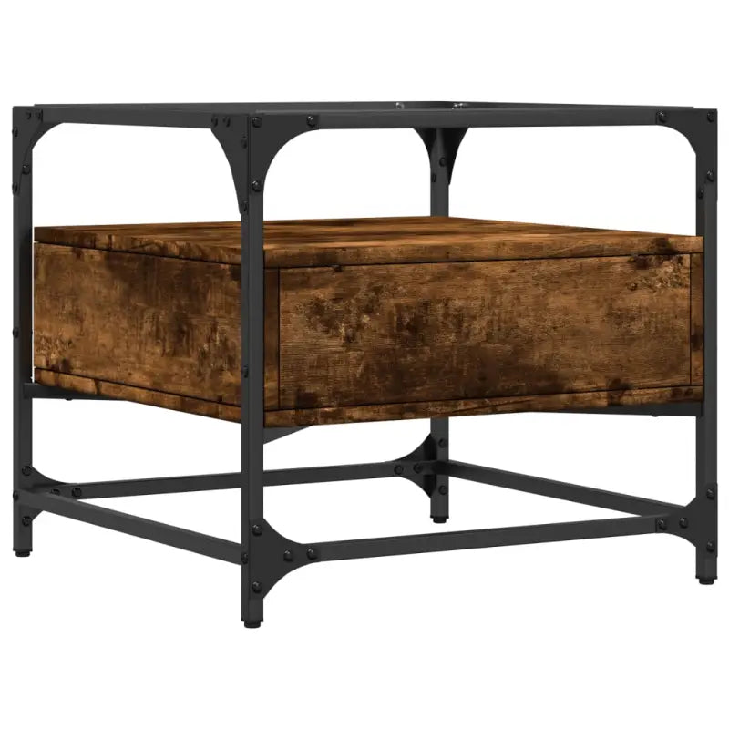 Salontafel met glazen blad en gerookt eiken afwerking - Salontafels