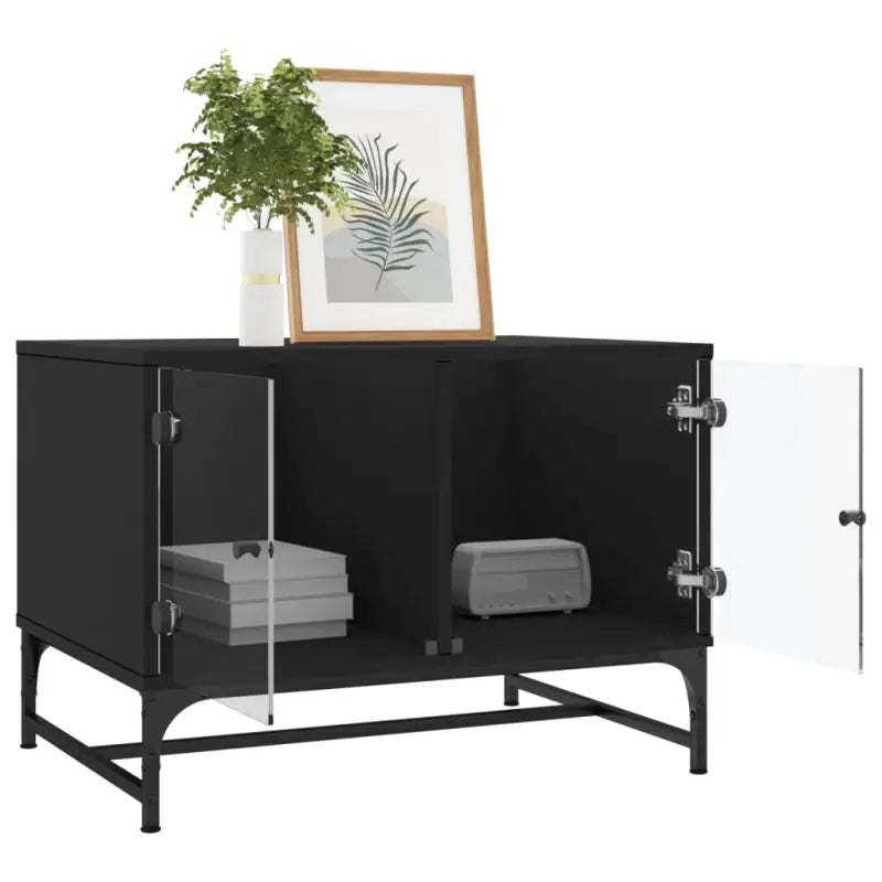 Salontafel met glazen deuren en opbergruimte voor een moderne woonkamer - Salontafels