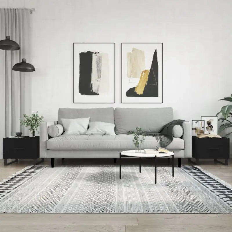 Salontafel met ijzeren poten en bewerkt hout voor een stijlvolle woonkamer - Zwart / 2 - Salontafels