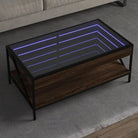Salontafel met LED-infinity spiegel en bewerkt hout for een stijlvolle uitstraling - bruin eikenkleur / 90 x 50 x 38 cm