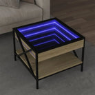 Salontafel met LED-infinity spiegel en bewerkt hout for een stijlvolle uitstraling - Sonoma eiken / 50 x 50 x 38 cm / 1