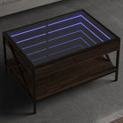 Salontafel met LED-infinity spiegel en bewerkt hout for een stijlvolle uitstraling - bruin eikenkleur / 70 x 50 x 38 cm