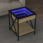 Salontafel met LED-infinity spiegel en bewerkt hout for een stijlvolle uitstraling - Sonoma eiken / 40 x 40 x 49 cm / 1