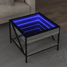 Salontafel met LED-infinity spiegel en bewerkt hout for een stijlvolle uitstraling - Grijs sonoma / 50 x 50 x 38 cm / 1