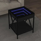 Salontafel met LED-infinity spiegel en bewerkt hout for een stijlvolle uitstraling - Zwart / 40 x 40 x 49 cm / 1