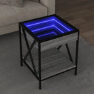 Salontafel met LED-infinity spiegel en bewerkt hout for een stijlvolle uitstraling - Grijs sonoma / 40 x 40 x 49 cm / 1