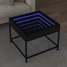 Salontafel met LED-infinity spiegel en bewerkt hout voor duurzame stijl - Zwart / 50 x 50 x 41 cm / 1 - Salontafels