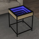Salontafel met LED-infinity spiegel en bewerkt hout voor duurzame stijl - Sonoma eiken / 40 x 40 x 51 cm / 1