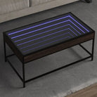 Salontafel met LED-infinity spiegel en bewerkt hout voor duurzame stijl - bruin eikenkleur / 90 x 50 x 41 cm / 1