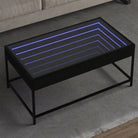 Salontafel met LED-infinity spiegel en bewerkt hout voor duurzame stijl - Zwart / 90 x 50 x 41 cm / 1 - Salontafels
