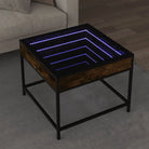 Salontafel met LED-infinity spiegel en bewerkt hout voor duurzame stijl - Gerookt eiken / 50 x 50 x 41 cm / 1