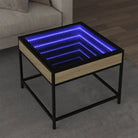 Salontafel met LED-infinity spiegel en bewerkt hout voor duurzame stijl - Sonoma eiken / 50 x 50 x 41 cm / 1