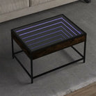 Salontafel met LED-infinity spiegel en bewerkt hout voor duurzame stijl - Gerookt eiken / 70 x 50 x 41 cm / 1