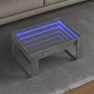 Salontafel met LED-infinity spiegel en bewerkt hout voor stabile stijl - Betongrijs / 1 / 70 cm - Salontafels