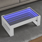 Salontafel met LED-infinity spiegel en bewerkt hout voor stabile stijl - Wit / 1 / 90 cm - Salontafels