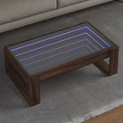 Salontafel met LED-infinity spiegel en bewerkt hout voor stabile stijl - bruin eikenkleur / 1 / 90 cm - Salontafels