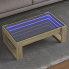 Salontafel met LED-infinity spiegel en bewerkt hout voor stabile stijl - Sonoma eiken / 1 / 90 cm - Salontafels
