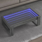 Salontafel met LED-infinity spiegel en bewerkt hout voor stabile stijl - Grijs sonoma / 1 / 90 cm - Salontafels