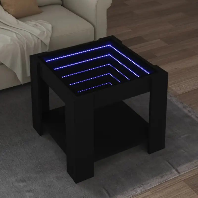 Salontafel met LED-infinity spiegel in grijs Sonoma bewerkt hout - Zwart / 1 / 53 cm - Salontafels