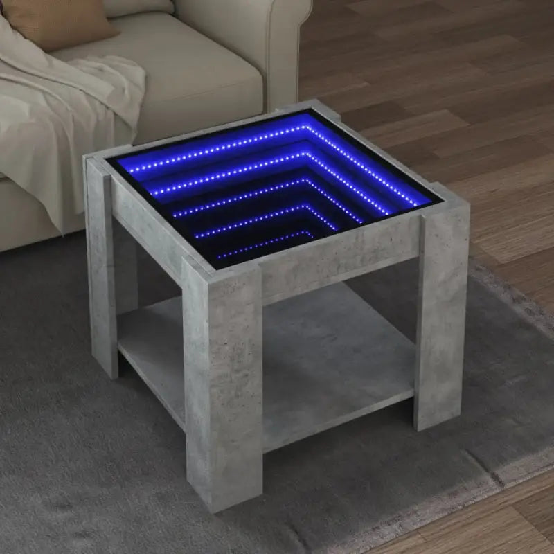 Salontafel met LED-infinity spiegel in grijs Sonoma bewerkt hout - Betongrijs / 1 / 53 cm - Salontafels