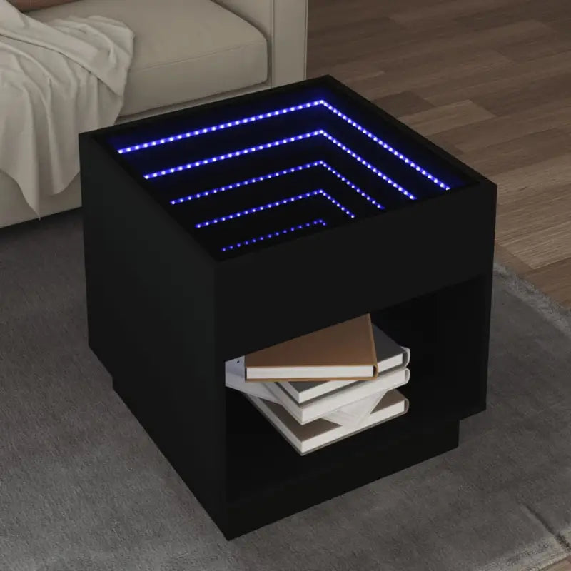 Salontafel met LED-infinity spiegel in grijs sonoma van bewerkt hout - Zwart / 1 / 50 cm - Salontafels