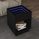 Salontafel met LED-infinity spiegel in grijs sonoma van bewerkt hout - Zwart / 1 / 40 cm - Salontafels