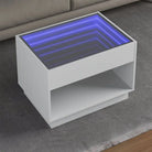 Salontafel met LED-infinity spiegel in grijs sonoma van bewerkt hout - Wit / 1 / 70 cm - Salontafels