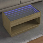 Salontafel met LED-infinity spiegel in grijs sonoma van bewerkt hout - Sonoma eiken / 1 / 90 cm - Salontafels