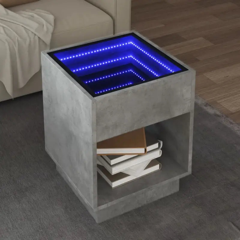 Salontafel met LED-infinity spiegel in grijs sonoma van bewerkt hout - Betongrijs / 1 / 40 cm - Salontafels