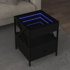 Salontafel met LED-infinity spiegel van bewerkt hout voor elke ruimte - Zwart / 40 x 40 x 51 cm / 1 - Salontafels