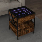 Salontafel met LED-infinity spiegel van bewerkt hout voor elke ruimte - Gerookt eiken / 40 x 40 x 51 cm / 1