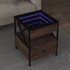 Salontafel met LED-infinity spiegel van bewerkt hout voor elke ruimte - bruin eikenkleur / 40 x 40 x 51 cm / 1