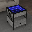 Salontafel met LED-infinity spiegel van bewerkt hout voor elke ruimte - Grijs sonoma / 40 x 40 x 51 cm / 1 - Salontafels