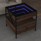 Salontafel met LED-infinity spiegel van bewerkt hout voor elke ruimte - bruin eikenkleur / 50 x 50 x 51 cm / 1